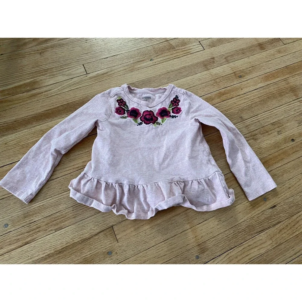 Gymboree Girl 4T Long Sleeved T-shirt Roses Pink